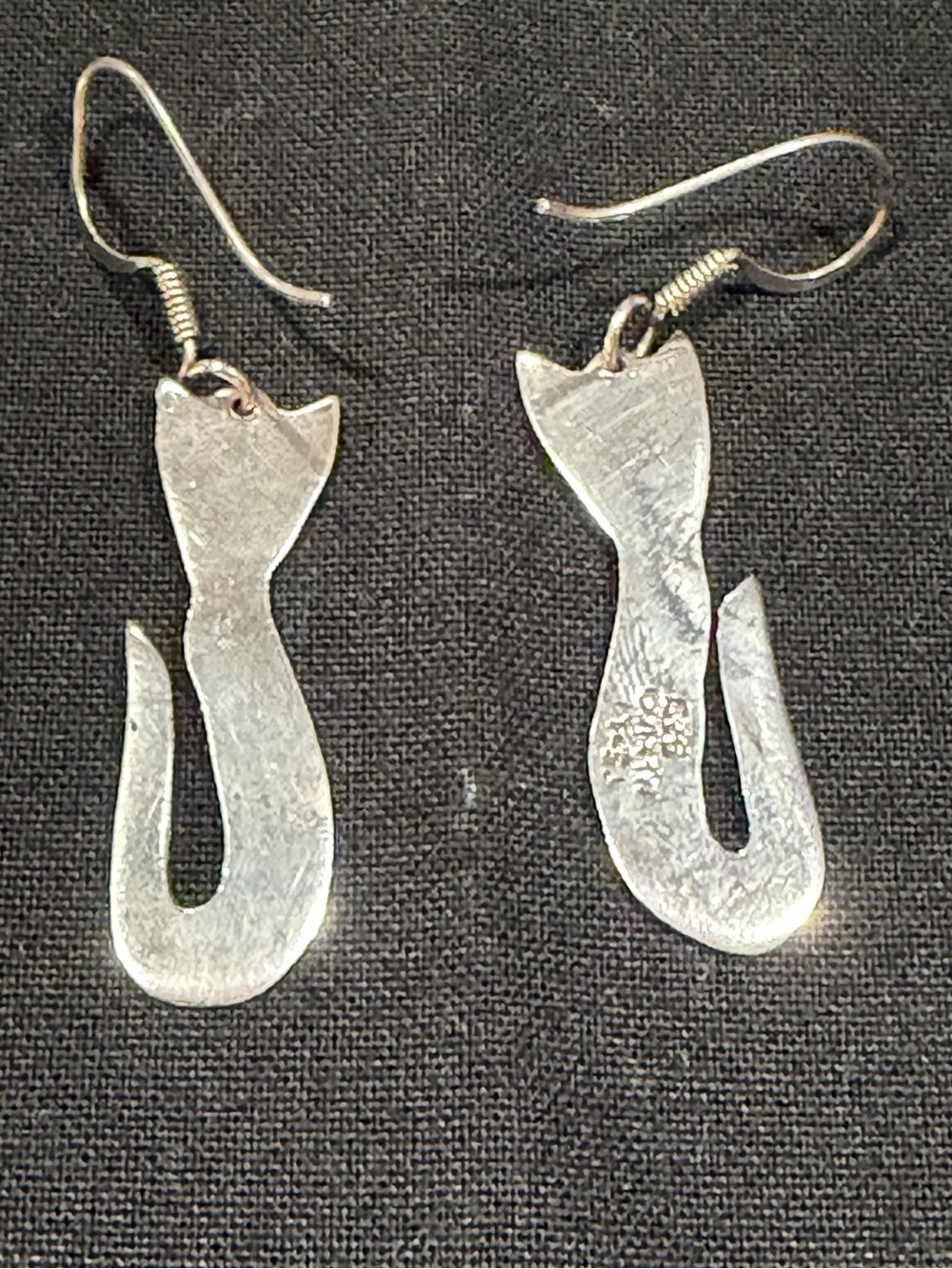 Sterling Silver Cat Drop Earrings - Playful Silver Women's Jewelry - Picture 9 of 11